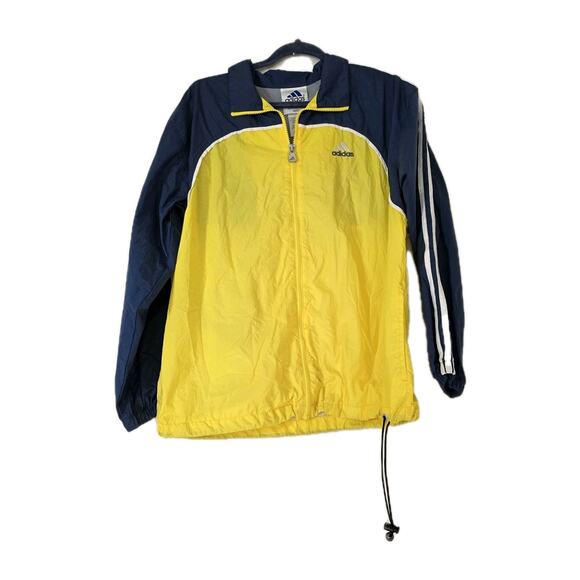 Vintage Adidas Tracksuit Jacket Men Medium M Windbreaker Yellow Blue Embroidered - Picture 2 of 10